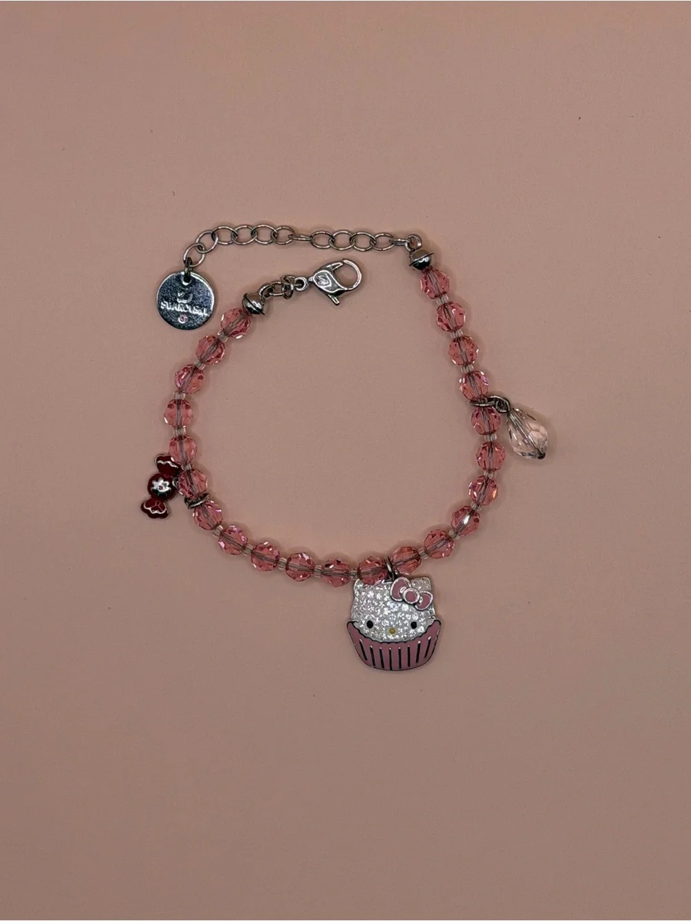 Hello Kitty Pink Orange Cupcake Charm Bracelet for Kids